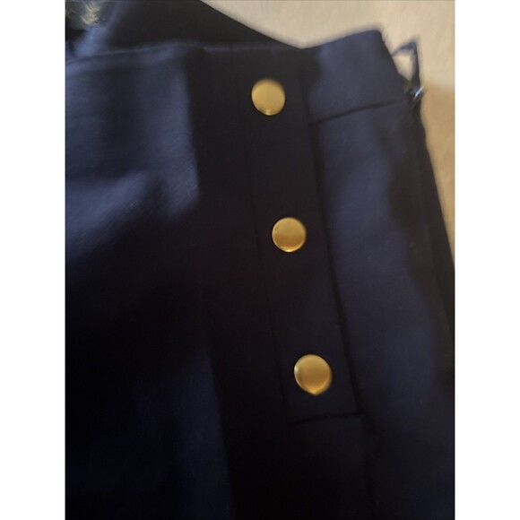 Zara Navy High Waisted Gold Button Detail Stretch Pants Womens Size 4 - Picture 6 of 9